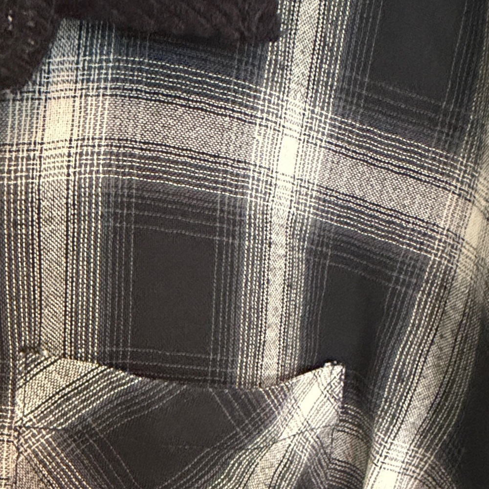Men's Black Corduroy Jacket with Plaid Lining - Picture 3 of 3